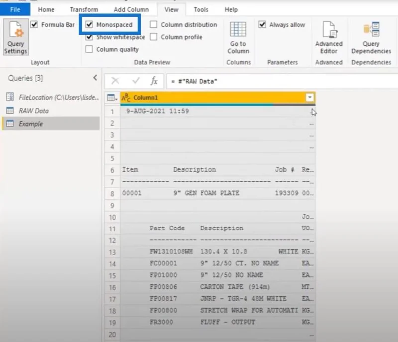 Tutorial Microsoft Power Query Mengenai Cara Membetulkan Isu Lebar Lajur Tetap Campuran