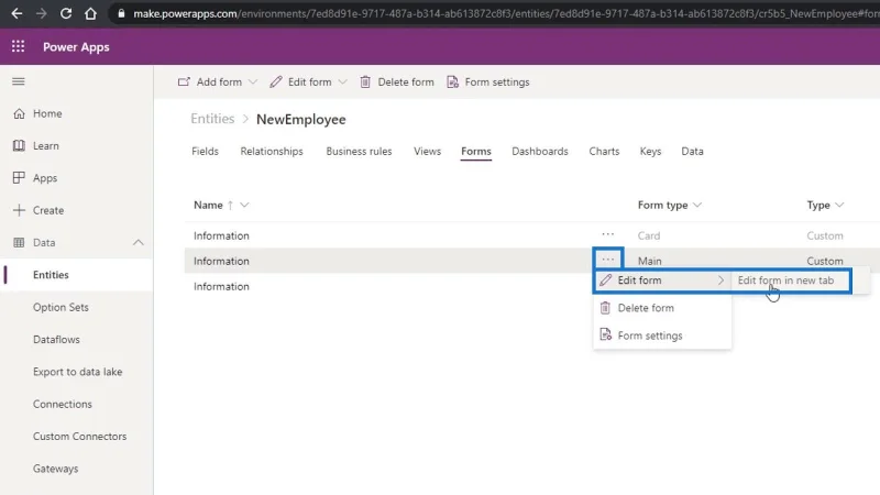 Borang PowerApps: Menambah Dan Mengubah Suai Medan