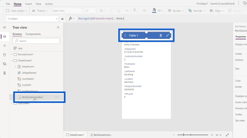 Borang Power Apps Dan Kad Data Dalam Skrin Butiran