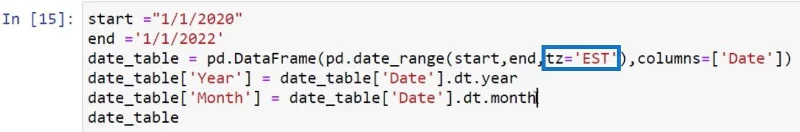 Kuasa BI Dengan Skrip Python Untuk Mencipta Jadual Tarikh