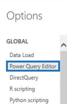 Opciones del Editor de Power Query
