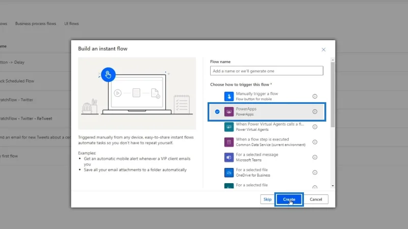 Penyepaduan PowerApps Dalam Microsoft Power Automate