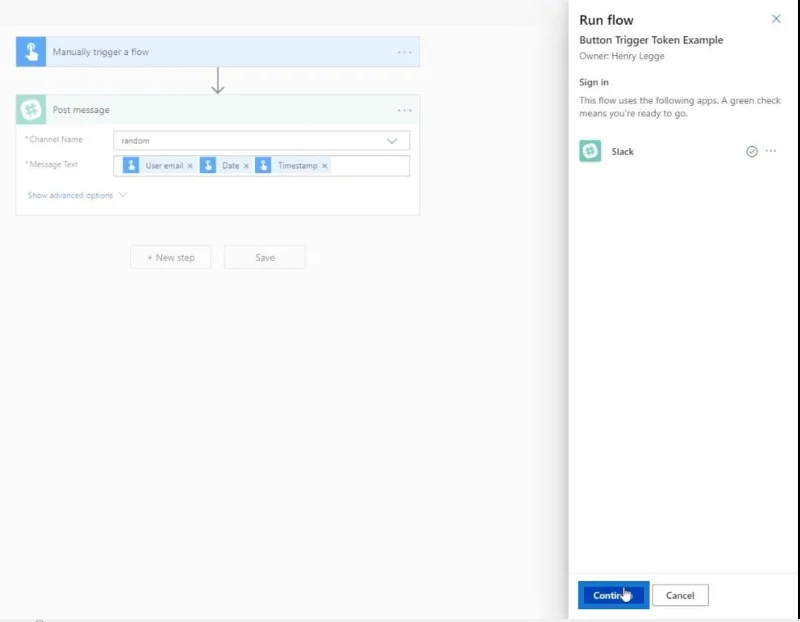 Schaltflächenfluss in Microsoft Power Automate
