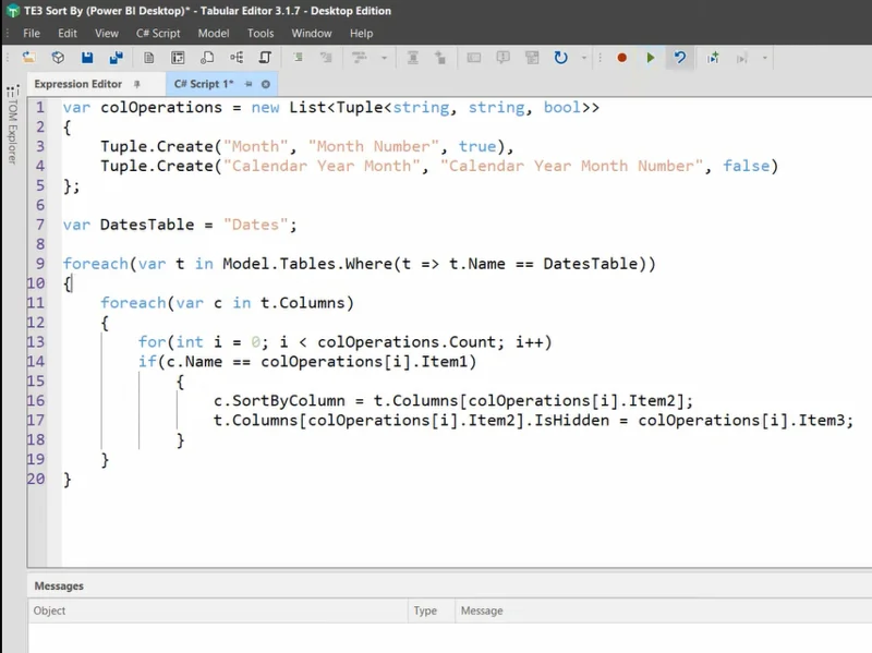 LuckyTemplates Dan SSAS – Menyusun Lajur Menggunakan TE3 & C#
