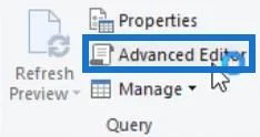 Editor Avançado do Power Query