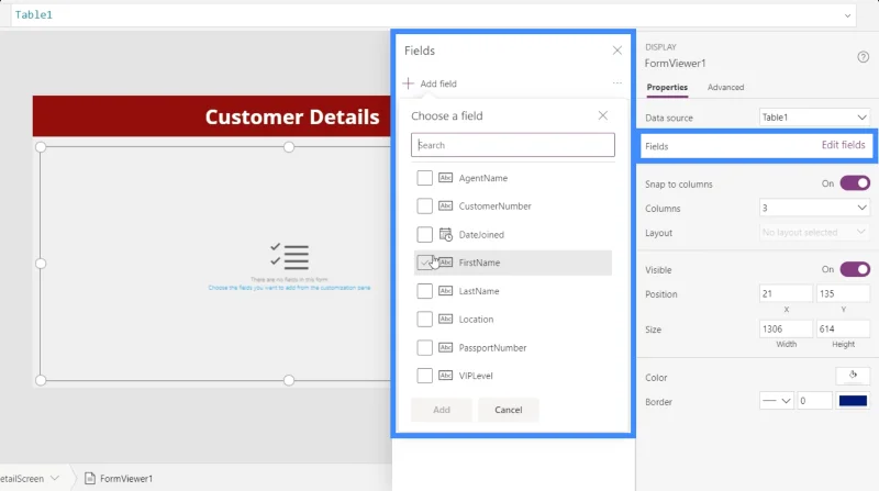 Skrin Butiran MS Power Apps Dan Skrin Borang