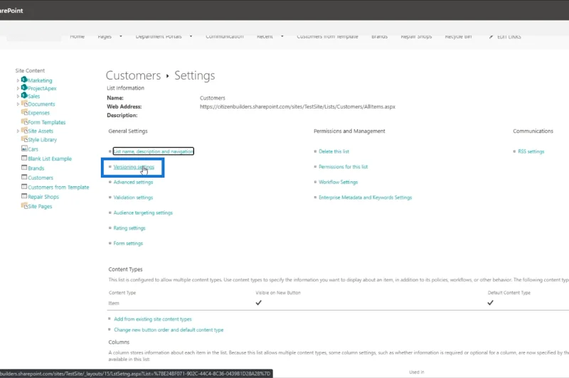 Sejarah Versi Dalam Senarai SharePoint