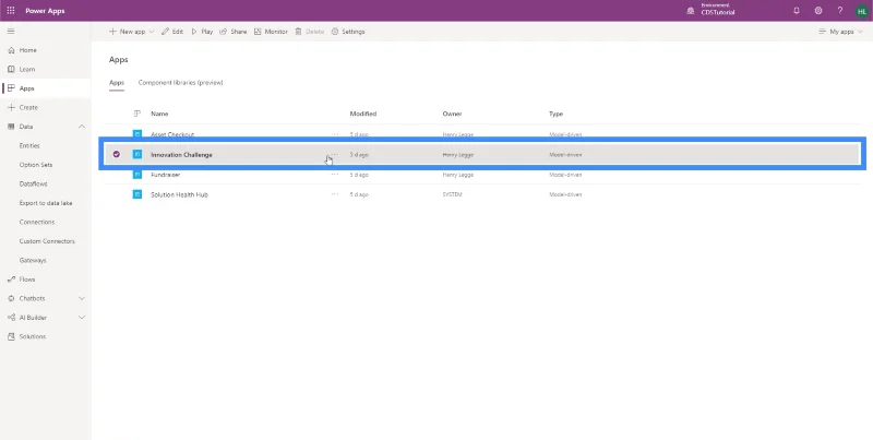 Apl Didorong Model Power Apps: Persediaan Persekitaran Dan Navigasi
