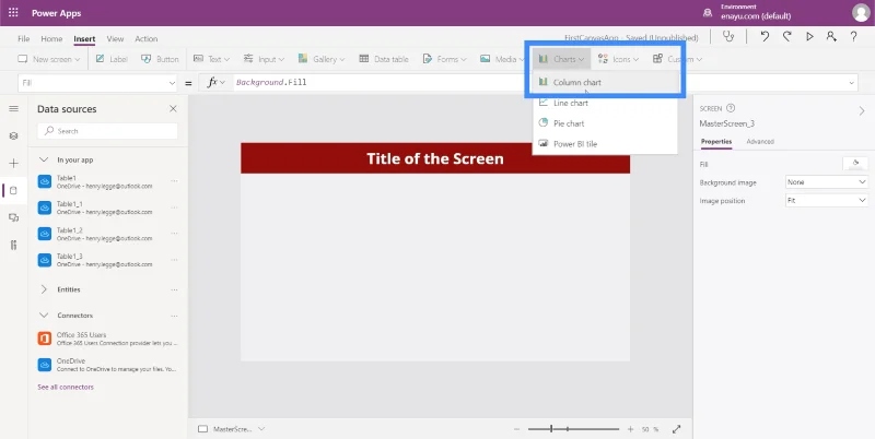 Carta PowerApps, Graf Dan Imej Dinamik