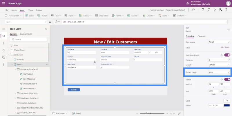 Skrin Butiran MS Power Apps Dan Skrin Borang