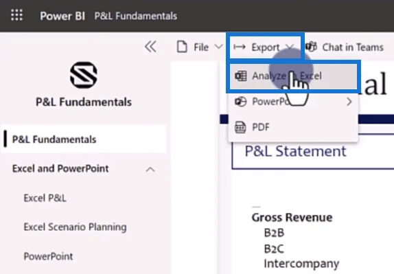 Integrasi LuckyTemplates Excel Untuk Penyata P&L