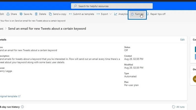 Tutorial Microsoft Flow – Segera Lwn.  Aliran Automatik