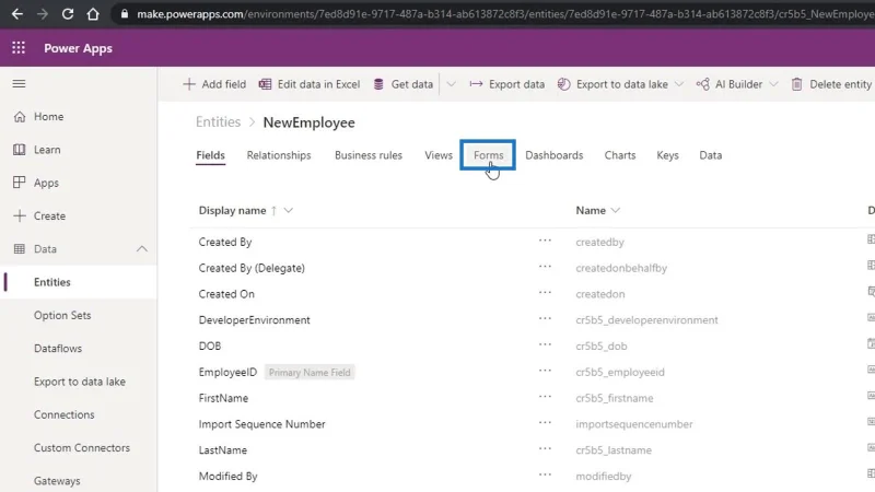 Borang PowerApps: Menambah Dan Mengubah Suai Medan