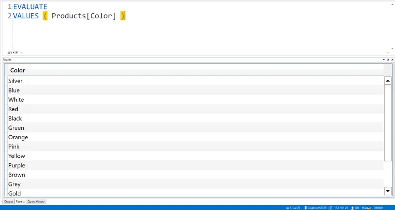 DAX Studio EVALUATE Kata Kunci: Contoh Asas