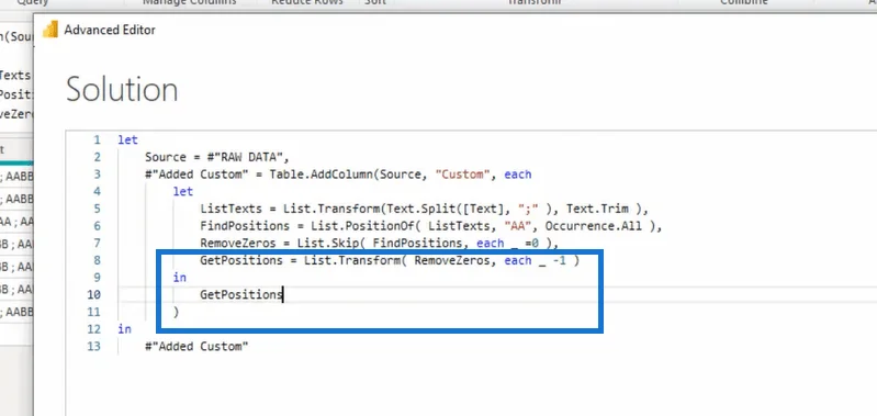 Menggunakan Editor Lanjutan Power Query Untuk Mengeluarkan Nilai Sebelum Teks Tertentu