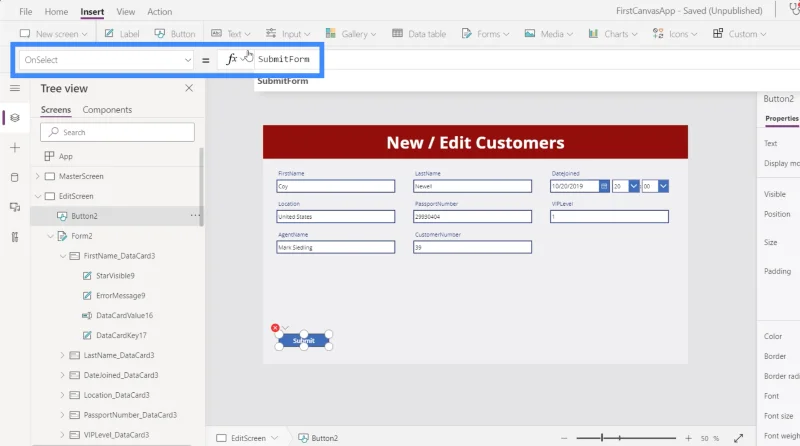 Skrin Butiran MS Power Apps Dan Skrin Borang