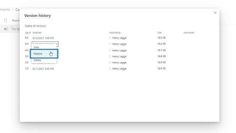 Versionierung in der SharePoint-Dokumentbibliothek