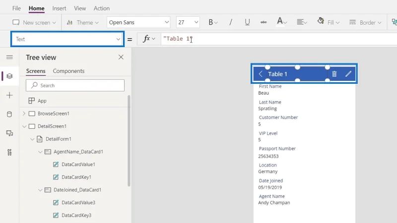 Kad Data PowerApps Dan Tugasan Harta