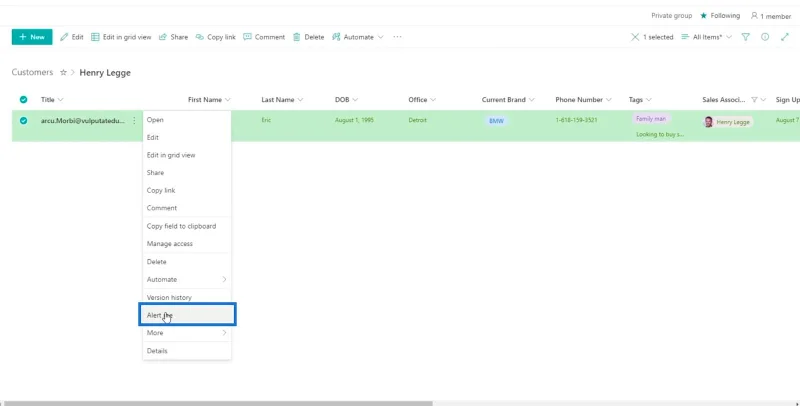 การตั้งค่าการแจ้งเตือนรายการ SharePoint