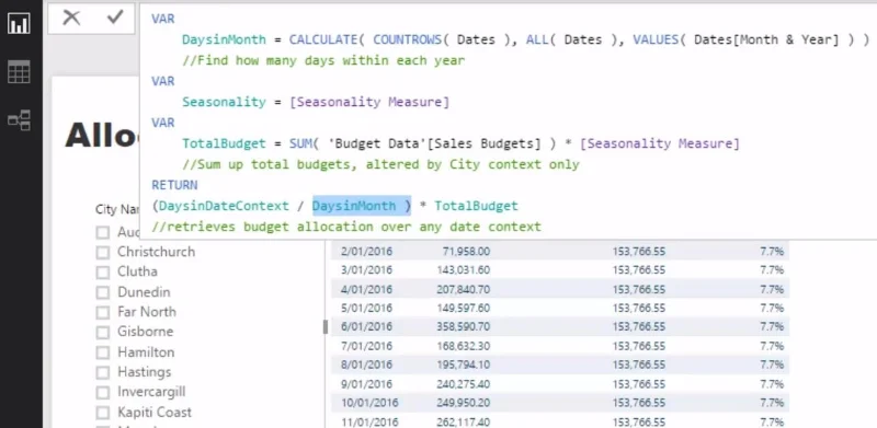 Gestione della stagionalità nell'analisi del budget: LuckyTemplates avanzato
