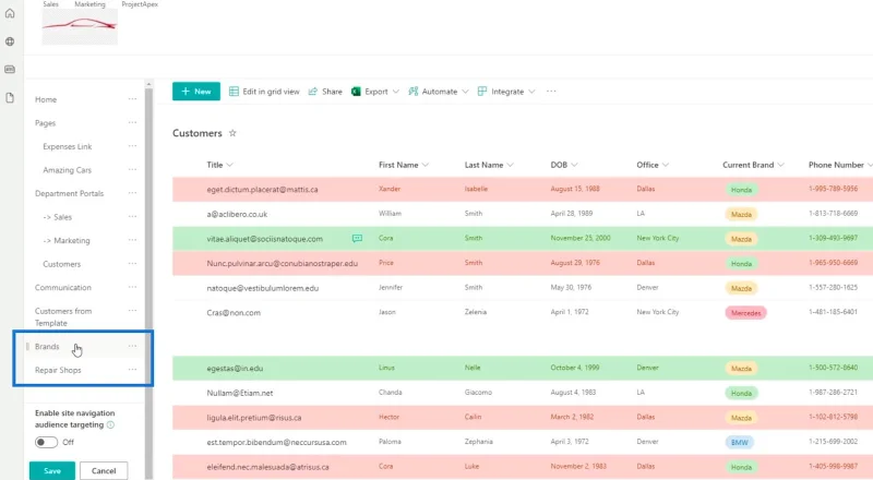 Menambah Navigasi Senarai SharePoint