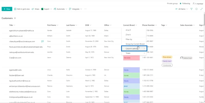 Panduan Pemformatan Senarai SharePoint
