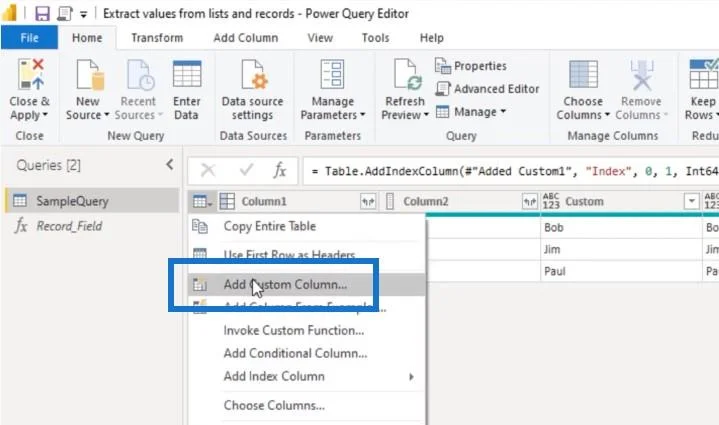Ekstrak Nilai Daripada Rekod Dan Senarai Dalam Power Query