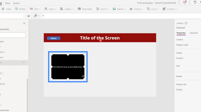 Imej PowerApps Digabungkan Dengan Pen, Kamera Dan Muat Naik Input Foto