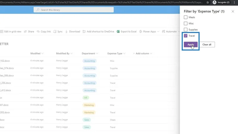 Penapisan Metadata Dalam Fail SharePoint