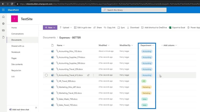 Hinzufügen von Metadaten in SharePoint mithilfe von Spalten