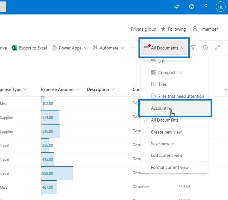 มุมมอง MS SharePoint |  การสร้างและการบันทึก