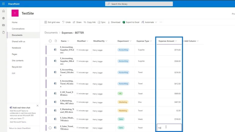 Hinzufügen von Metadaten in SharePoint mithilfe von Spalten