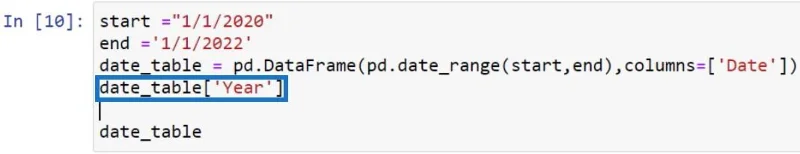 Kuasa BI Dengan Skrip Python Untuk Mencipta Jadual Tarikh