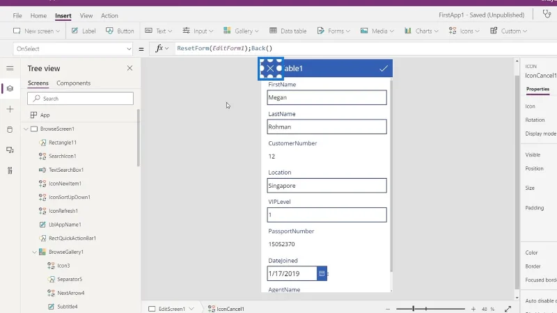 Gambaran Keseluruhan Konteks Navigasi PowerApps