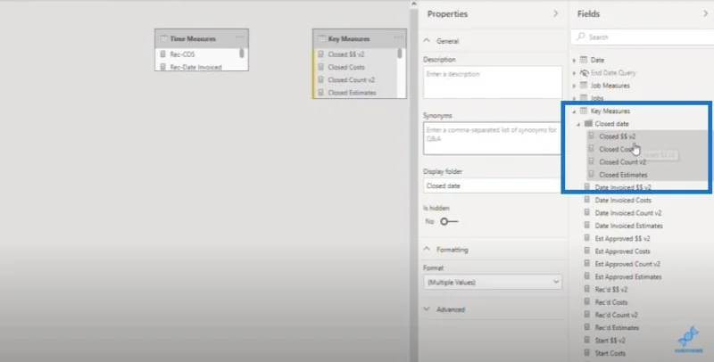 Création de tables de mesures et de sous-dossiers dans LuckyTemplates