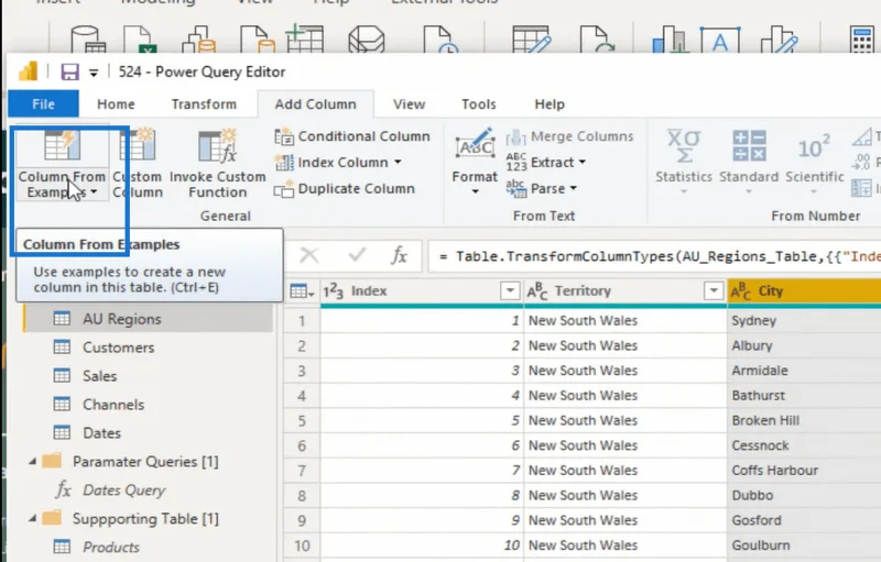 คอลัมน์จากตัวอย่าง LuckyTemplates – Power Query บทช่วยสอน