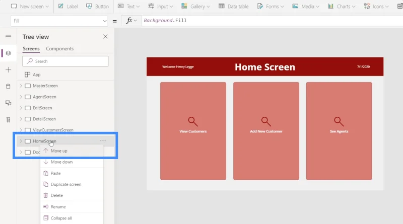 Veröffentlichen von PowerApps-Anwendungen und Ändern der Bildschirmreihenfolge