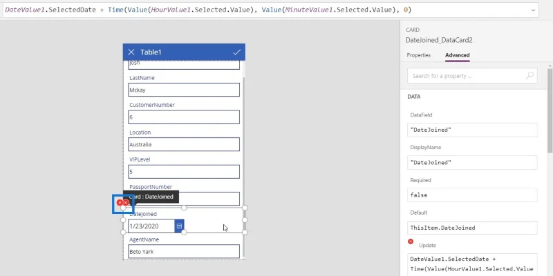 Skrin PowerApps: Mengedit Dan Mengemas kini