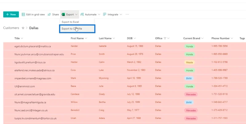 Eksport Senarai SharePoint Ke Fail Excel Atau CSV