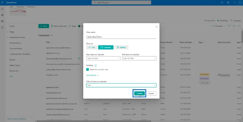 มุมมองปฏิทินรายการ SharePoint