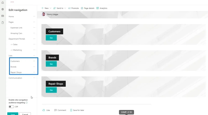 Menambah Navigasi Senarai SharePoint