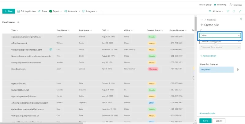 Panduan Pemformatan Senarai SharePoint