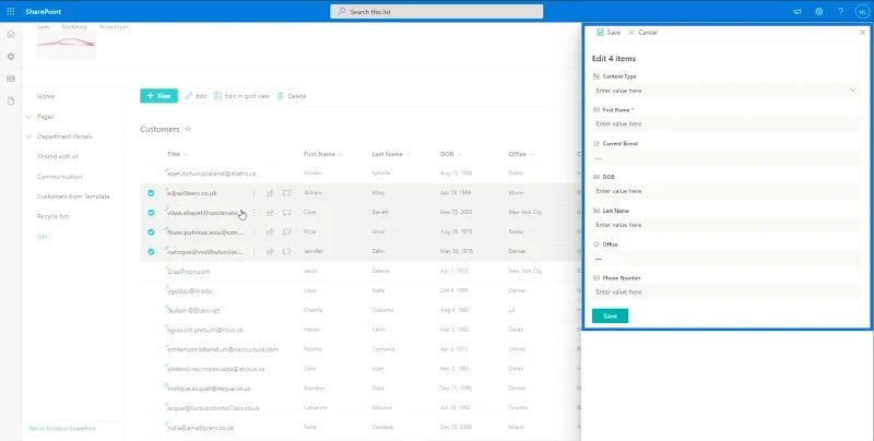 รายการ SharePoint: การแก้ไขรายการเดียวและหลายรายการ