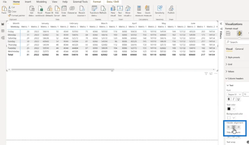 การแสดงภาพเมทริกซ์ใน LuckyTemplates