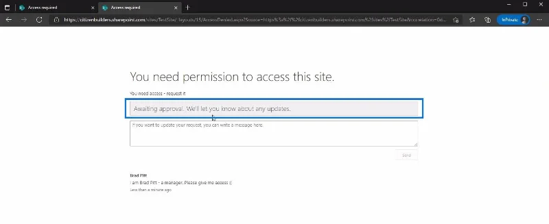 Penyesuaian Permintaan Akses Laman SharePoint