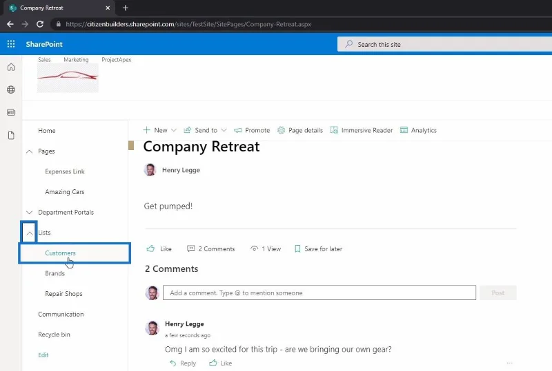 Platform SharePoint: Ciri Rangkaian Sosial