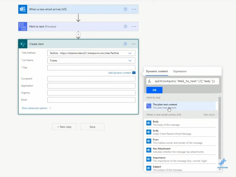 วิธีแยกวิเคราะห์อีเมล & เติมรายการ SharePoint ใน Power Automate