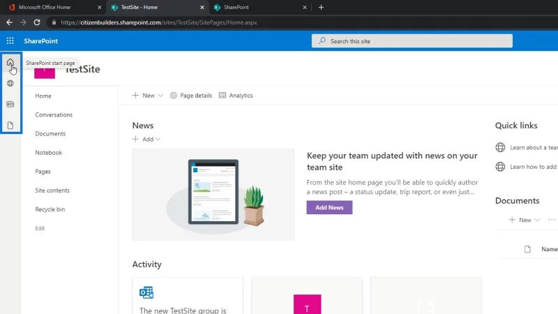 Tapak SharePoint |  Reka Letak Dan Panduan Menu