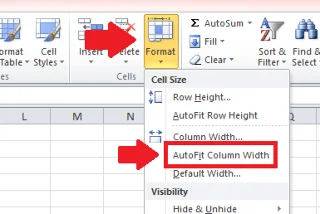 Excel'de otomatik sığdırma ayarları
