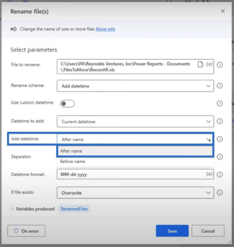Tambahkan Tarikh Pada Nama Fail Dalam Desktop Power Automate